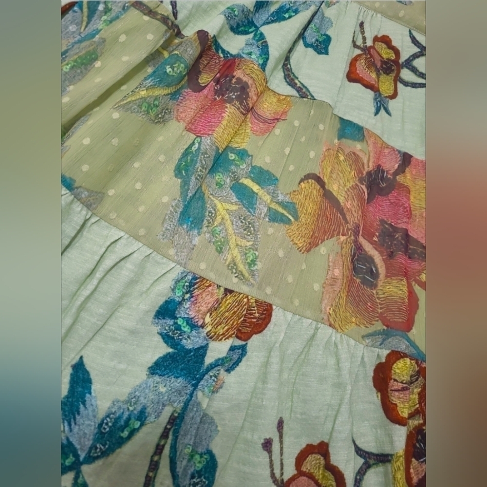 Soft Surroundings Elena Floral Cotton Tunic Top Medium Button Front - Picture 14 of 15